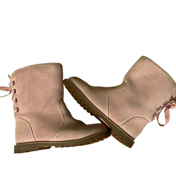 UGG Australia Girl Boots Pink Kids US Size 9 Bailey Back Laces Zip up - Picture 1 of 8
